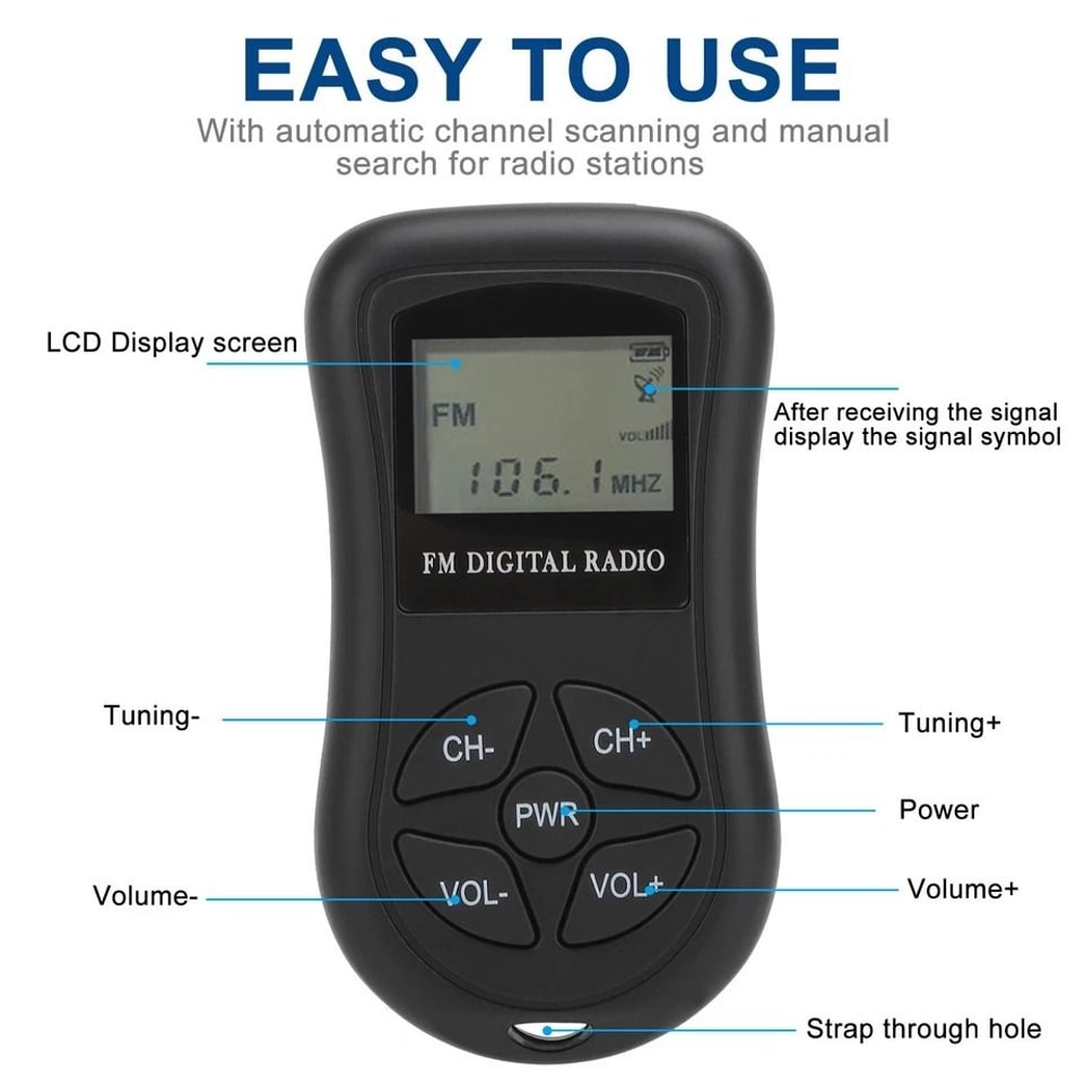 Portable Pocket Digital FM Radio LCD Stereo Receiver With Neck Strap Earphone For Personal Listenin 5