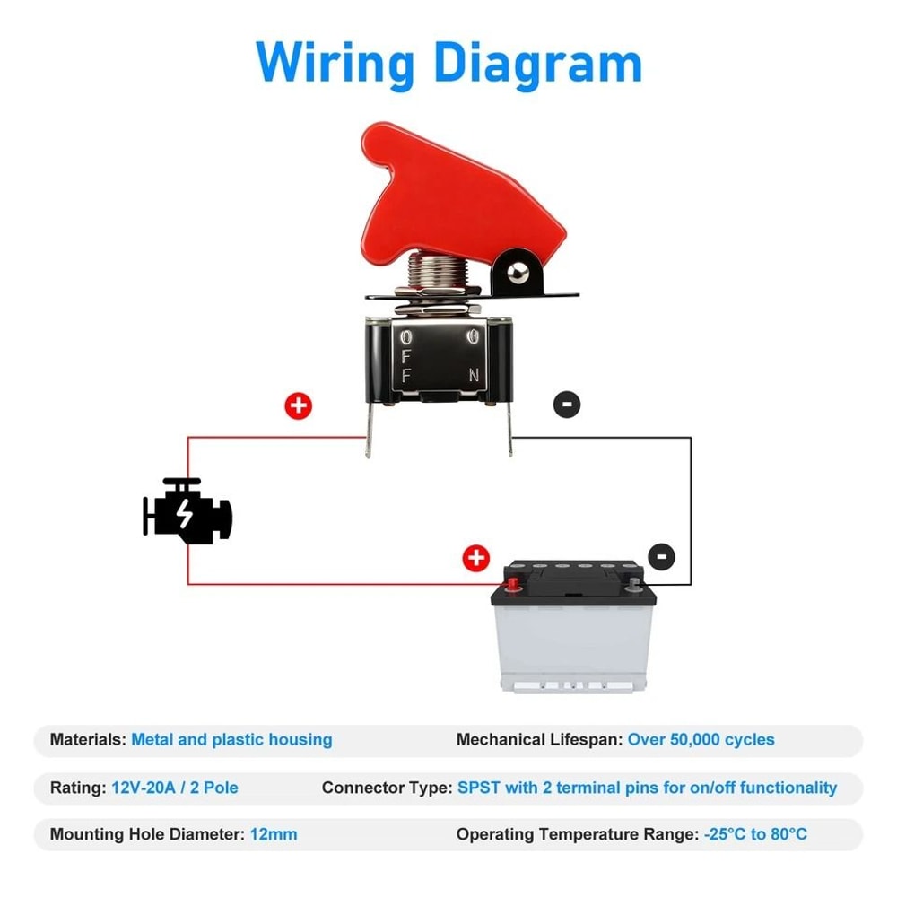 Toggle Switches With Red Safety Covers Heavy Duty For Automotive Marine Industrial Use 2