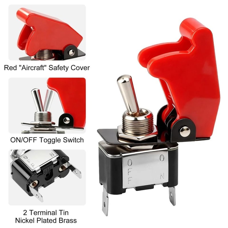 Toggle Switches With Red Safety Covers Heavy Duty For Automotive Marine Industrial Use 3