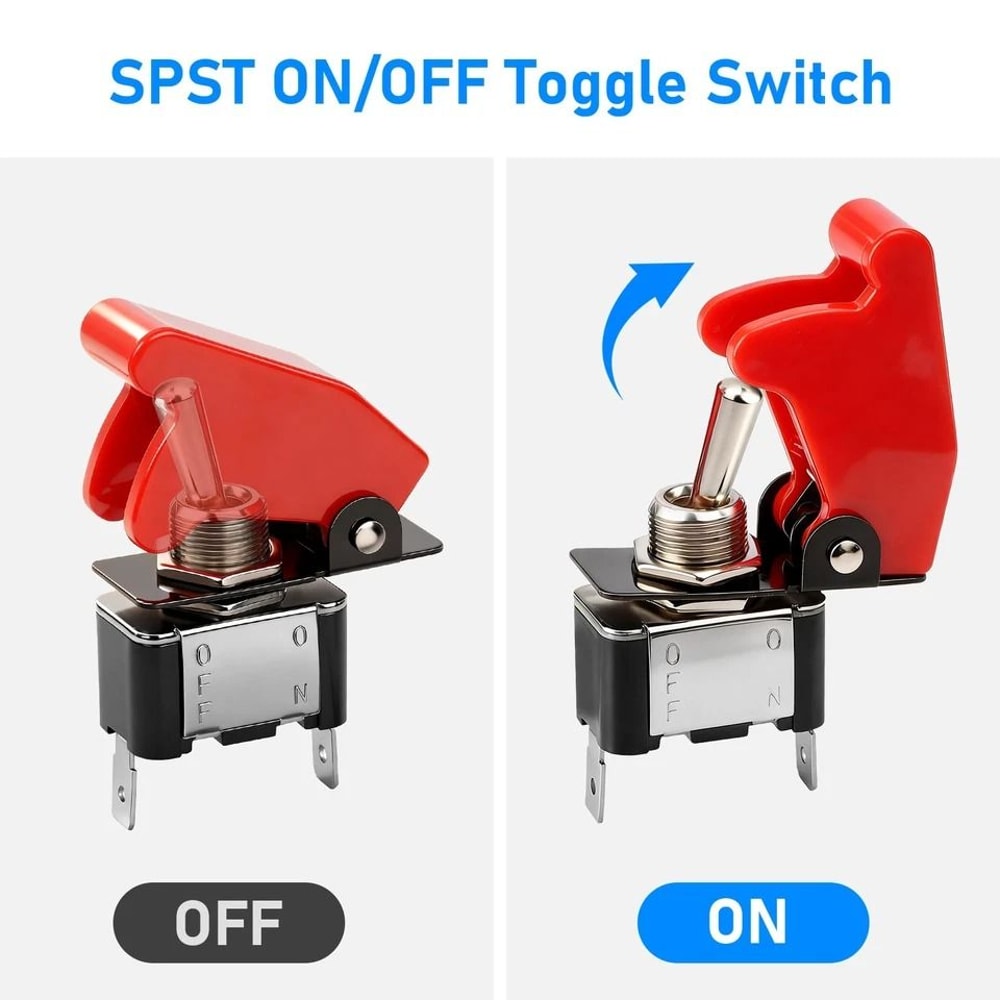 Toggle Switches With Red Safety Covers Heavy Duty For Automotive Marine Industrial Use 4