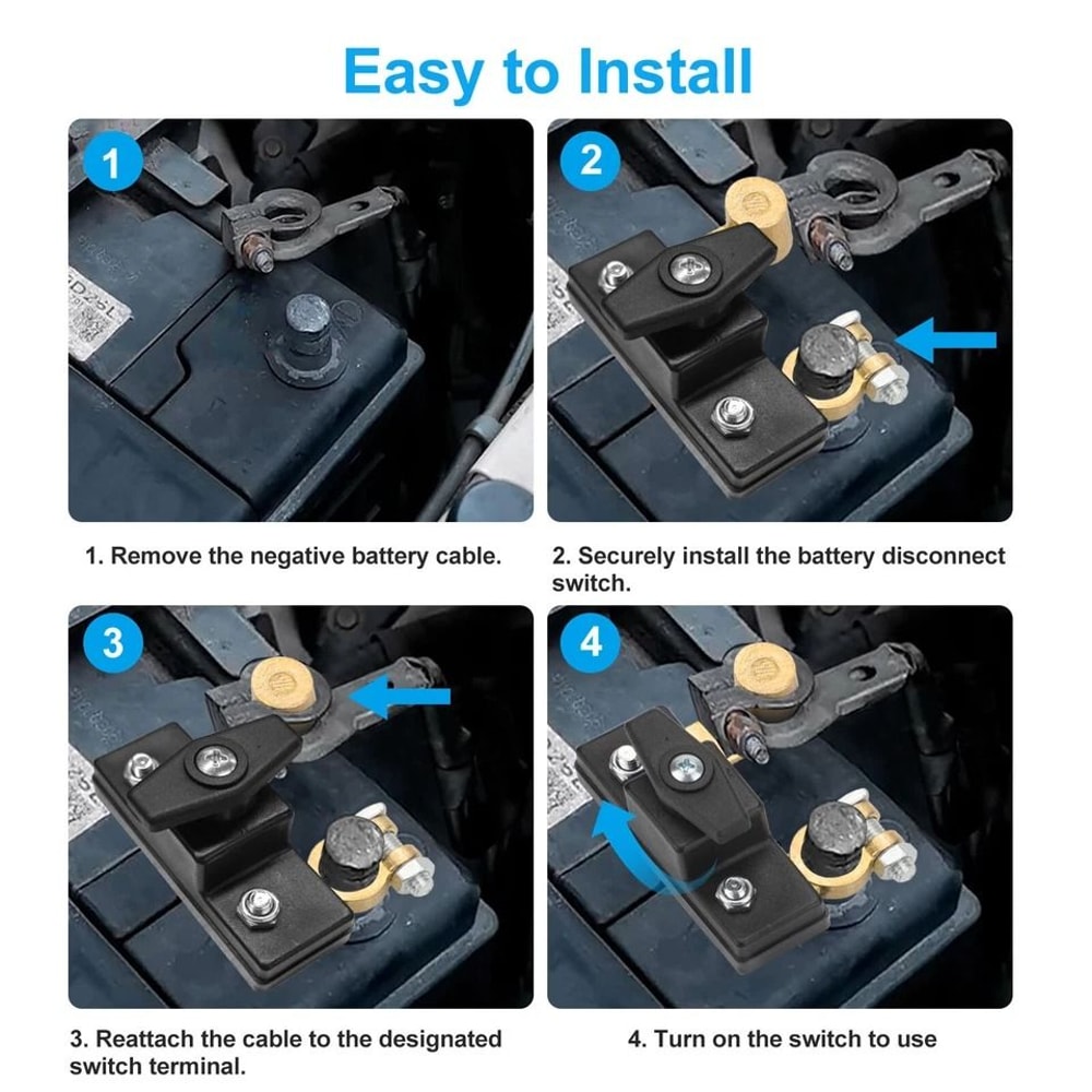 Battery Disconnect Switch Power Cut Off For Car RV Boat Trucks 3