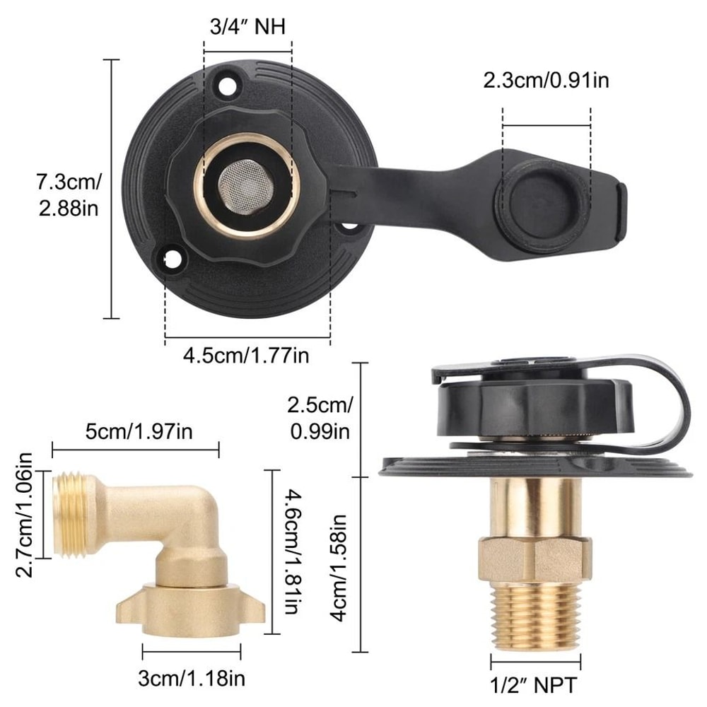 Durable RV City Water Inlet Kit With Hose Elbow Check Valve For Trailer Camper Marine Use Brass A 1