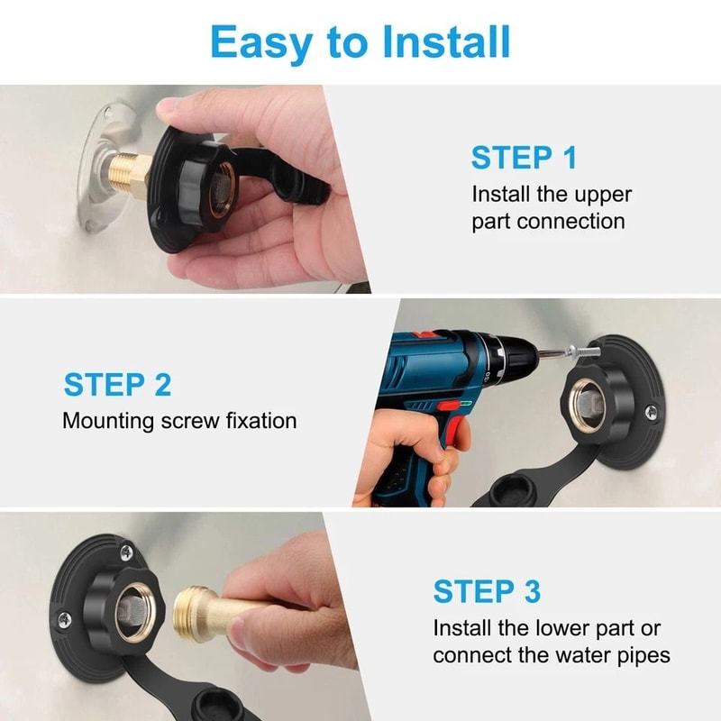 Durable RV City Water Inlet Kit With Hose Elbow Check Valve For Trailer Camper Marine Use Brass A 3