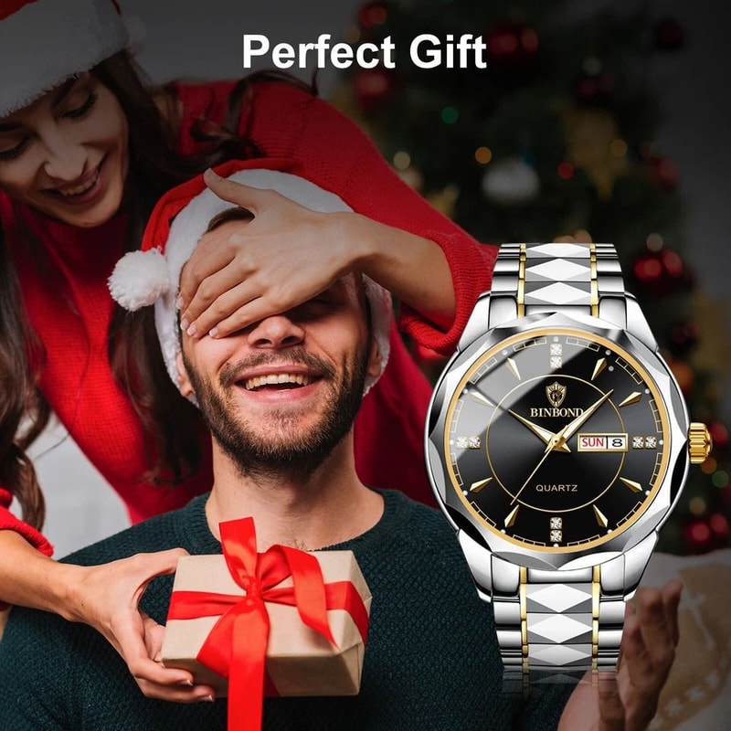 Luminous Quartz Wristwatch Waterproof Men Stainless Steel Watch Classic Business Design With Date C