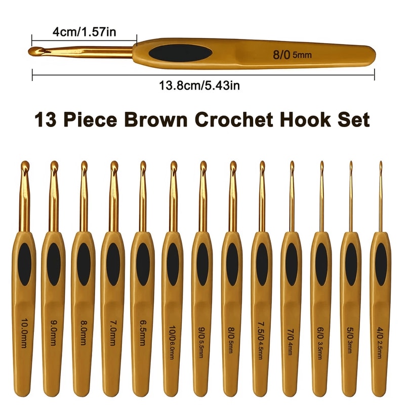 Crochet Hook Set Ergonomic Rubber Handle For Comfort Perfect For Knitting Yarn Craft And Weaving Pr