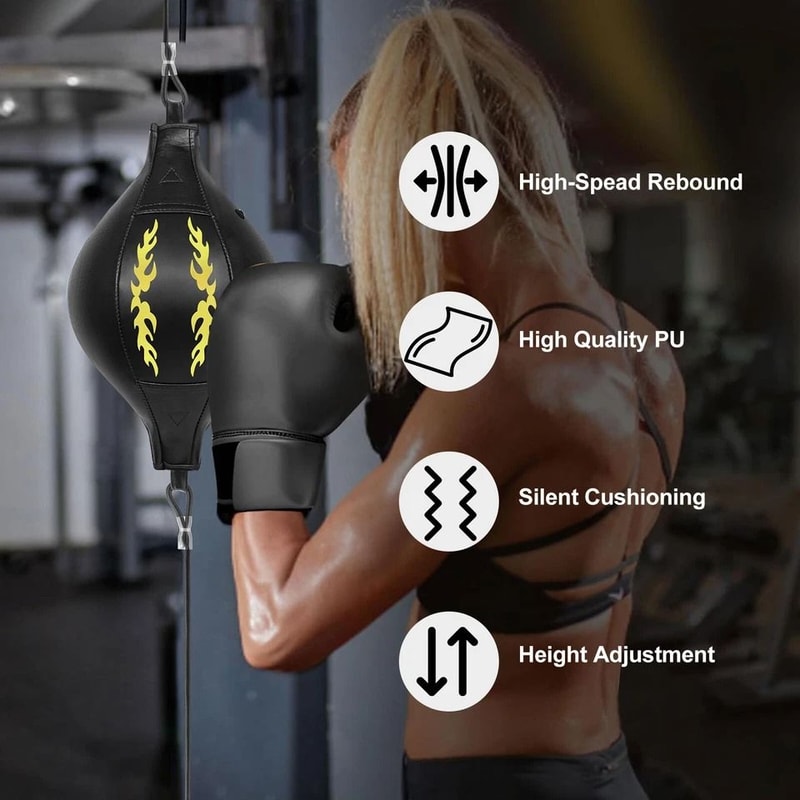 Adjustable DoubleEnd Speed Ball Punching Bag PU Leather Reflex Trainer For Boxing MMA And Fitness N 4