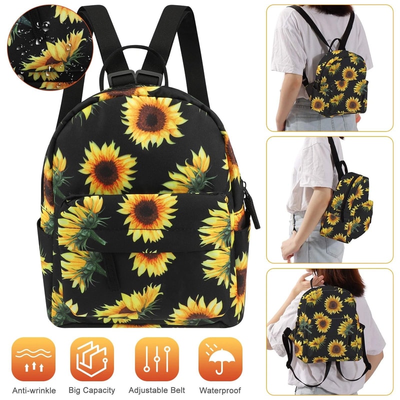 Sunflower Backpack Women Waterproof Mini Purse Shoulder Rucksack Travel Bag Cute And Durable Perfec 1