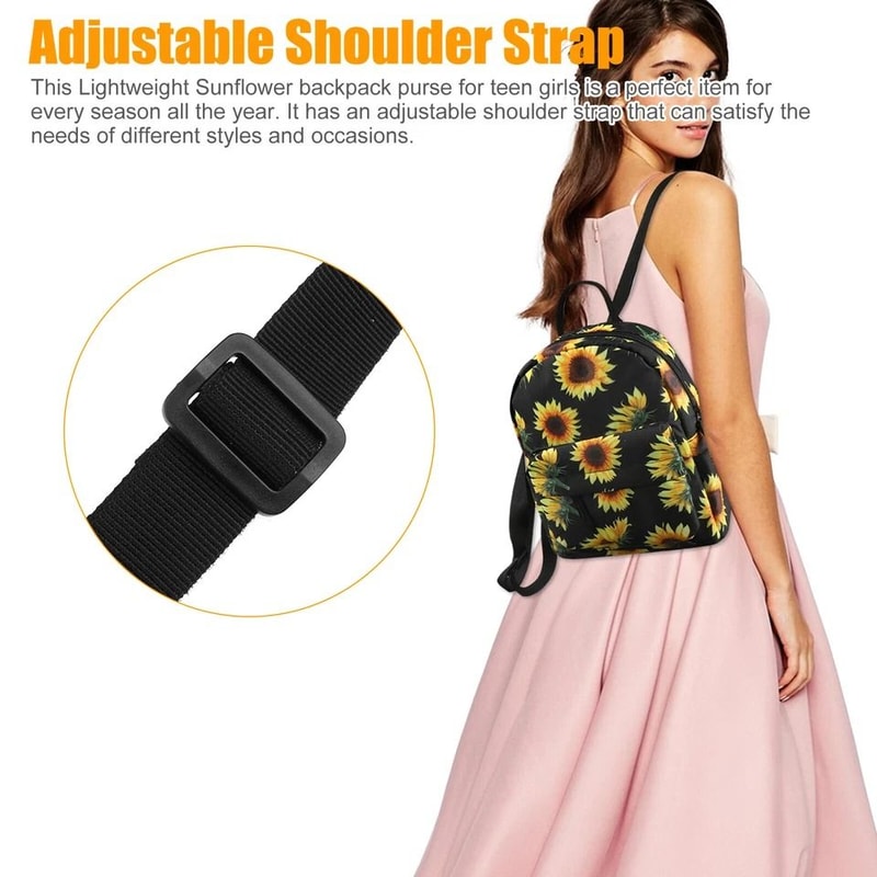 Sunflower Backpack Women Waterproof Mini Purse Shoulder Rucksack Travel Bag Cute And Durable Perfec 4