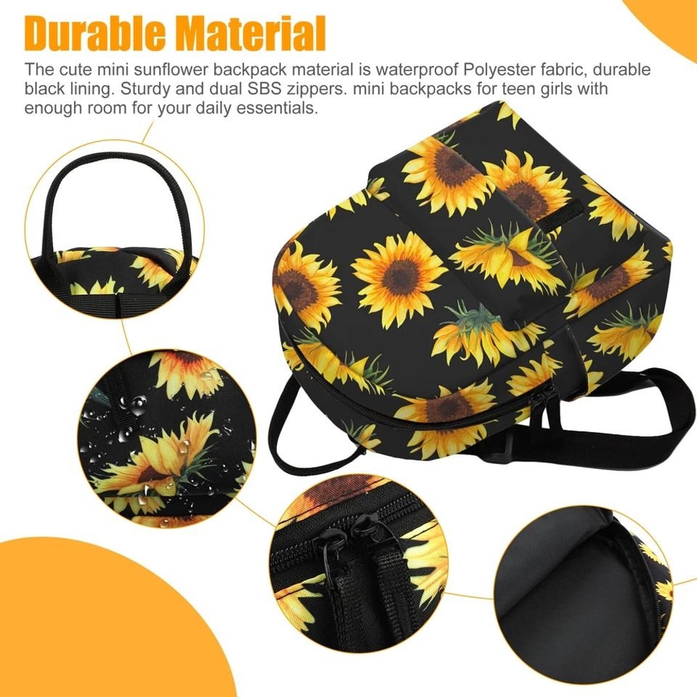 Sunflower Backpack Women Waterproof Mini Purse Shoulder Rucksack Travel Bag Cute And Durable Perfec 6