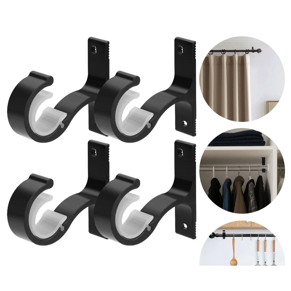 Durable Curtain Rod Brackets Aluminum ABS Wall And Ceiling Mount Holders Perfect For Home Drapery 0