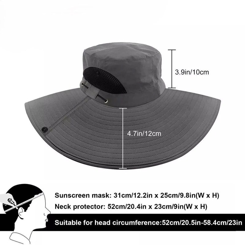 Wide Brim Sun Hat For Men Women UV Protection Hiking Fishing Cap With Neck Flap Lightweight Outdoor
