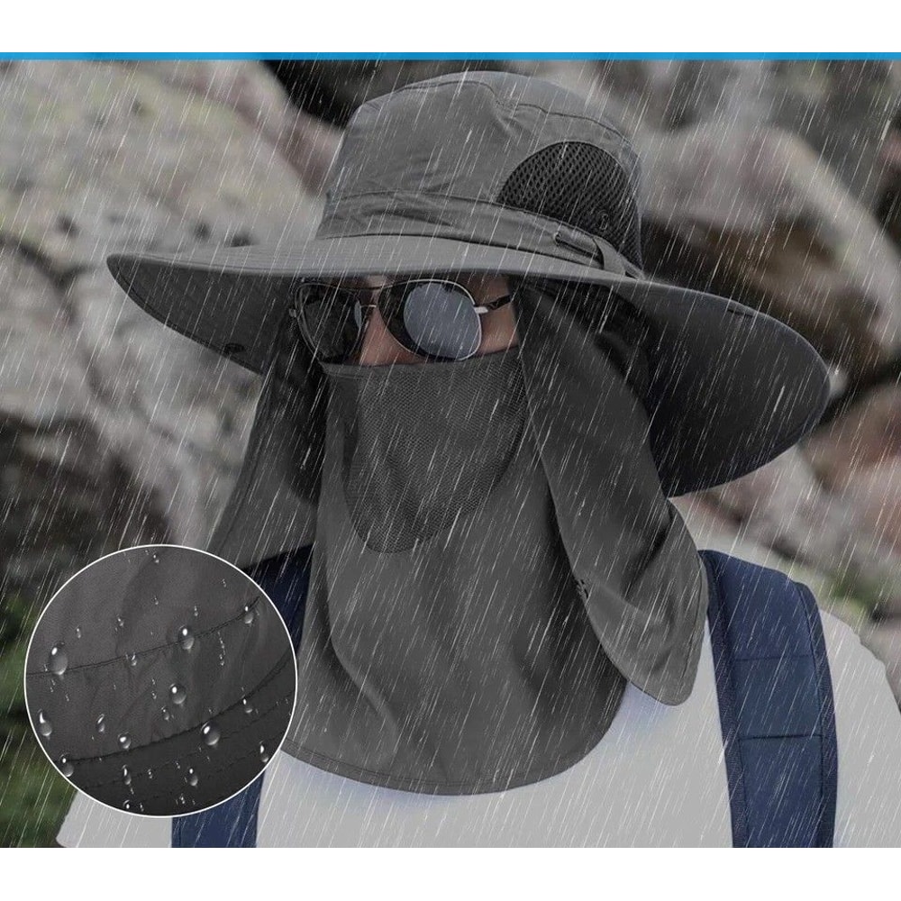 Wide Brim Sun Hat For Men Women UV Protection Hiking Fishing Cap With Neck Flap Lightweight Outdoor