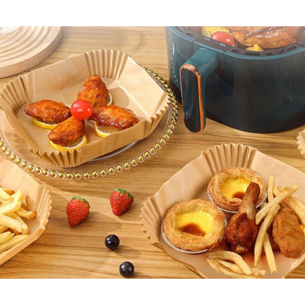Disposable Papers Liner For Air Fryer Non Stick For Roasting Microwave Safe Square Cooking Liners 0