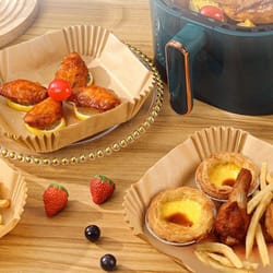 disposable papers liner for air fryer, non stick for roasting, microwave safe square cooking liners