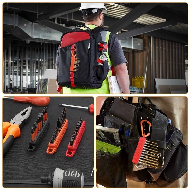 Drill Bit Storage Rail Hex Screwdriver Bit Organizer Holder With Carabiner Portable Tool Bit Organ 1