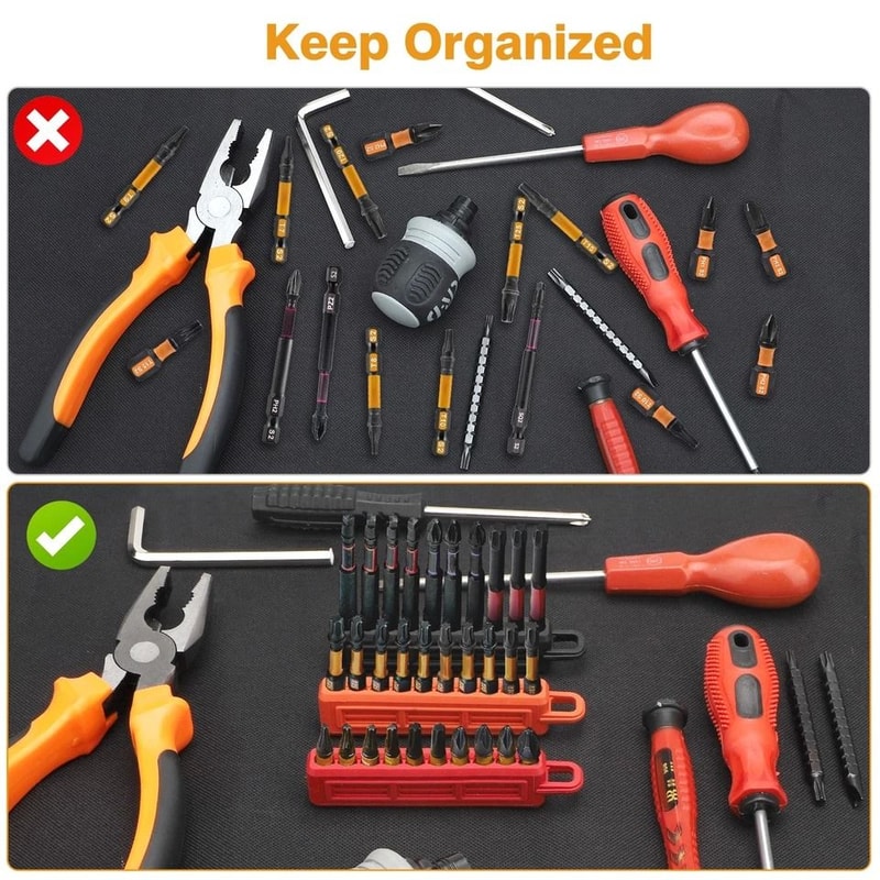 Drill Bit Storage Rail Hex Screwdriver Bit Organizer Holder With Carabiner Portable Tool Bit Organ 2
