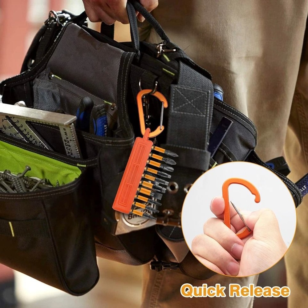 Drill Bit Storage Rail Hex Screwdriver Bit Organizer Holder With Carabiner Portable Tool Bit Organ 3