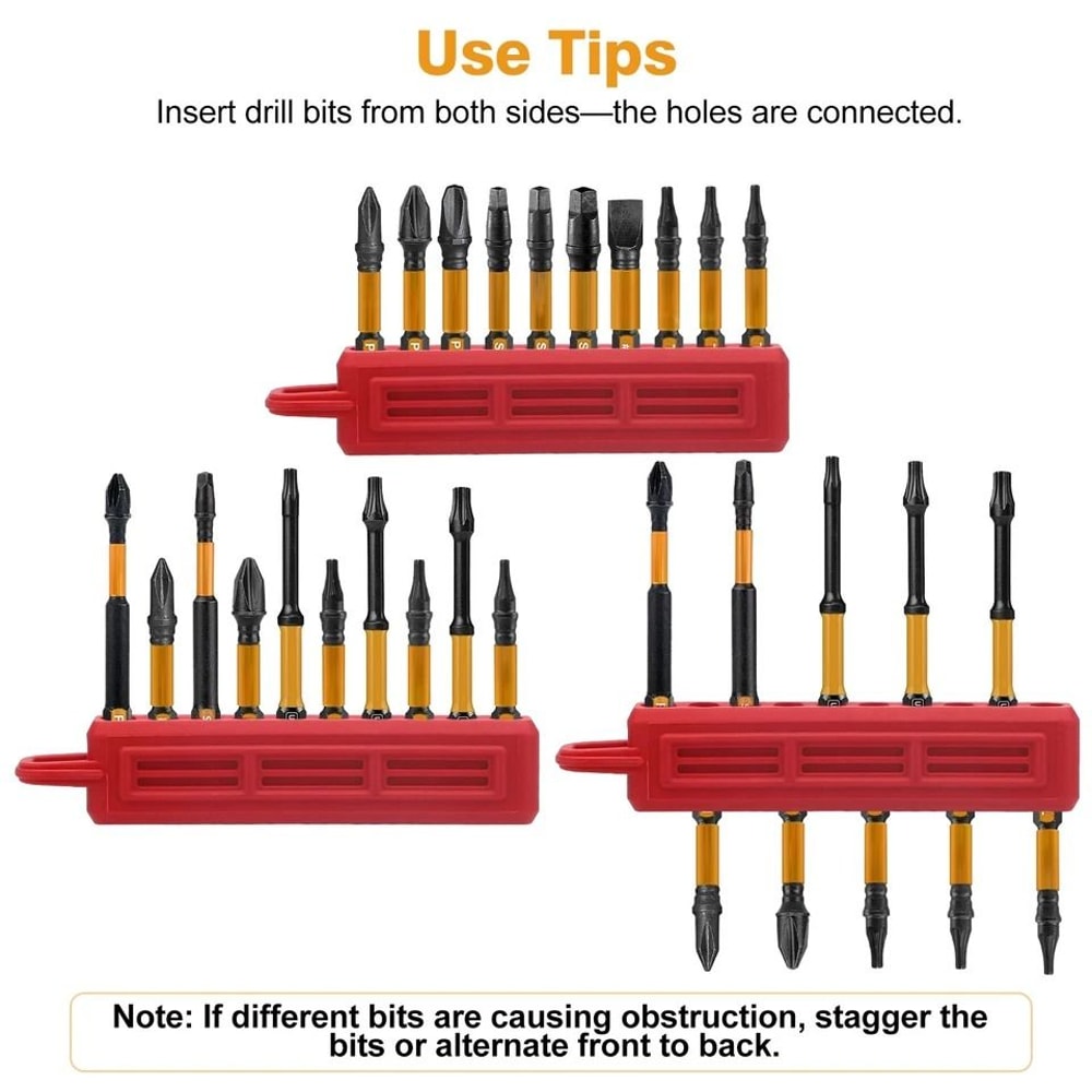 Drill Bit Storage Rail Hex Screwdriver Bit Organizer Holder With Carabiner Portable Tool Bit Organ 5