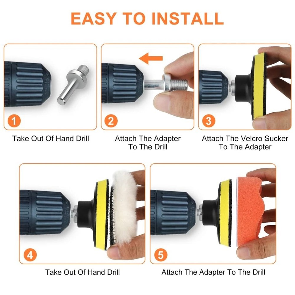 Wool And Sponge Drill Polishing Buffing Pad Set Polishing Buffing Pad With Hook And Loop Backing Pa 2