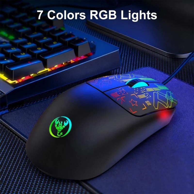 USB Wired Mice For PC Laptop RGB Gaming Mouse With Ergonomic Adjustable DPI And Buttons 5