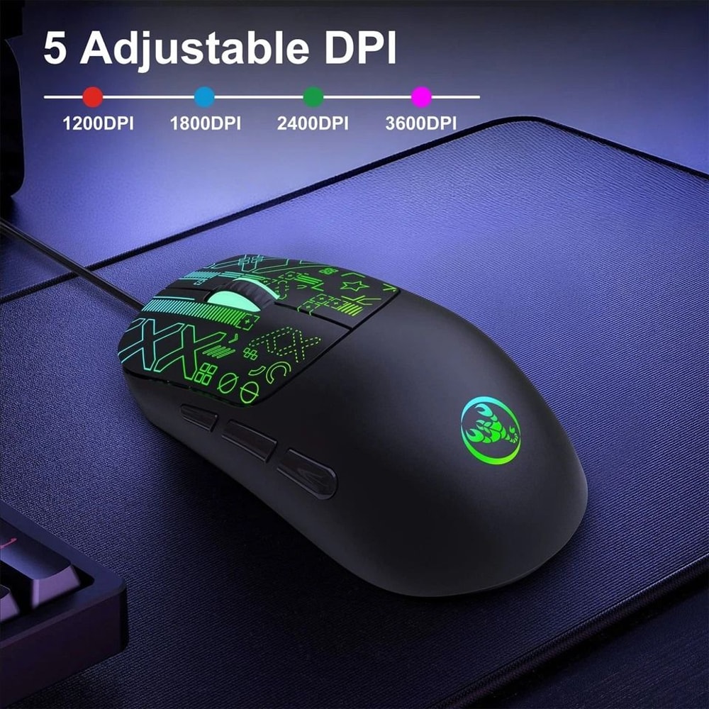 USB Wired Mice For PC Laptop RGB Gaming Mouse With Ergonomic Adjustable DPI And Buttons 8