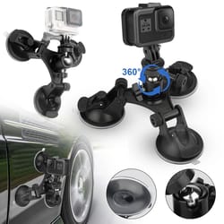 triple suction cup stand car mount holder, action camera, stable universal camera mount