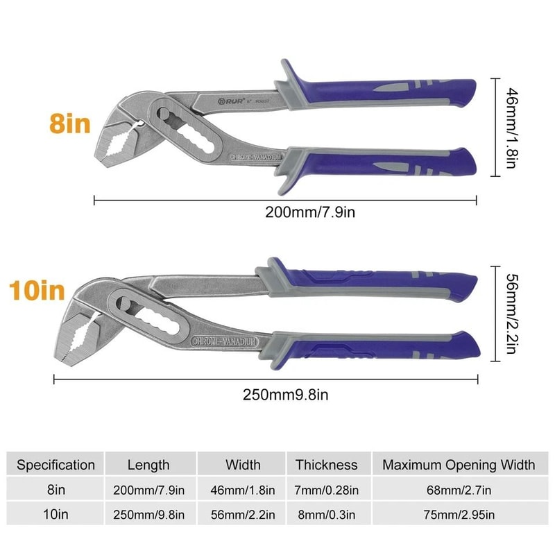 HeavyDuty Set Adjustable Water Pump Pliers V Jaw Tongue Groove PliersProfessional Plumbing Tools 7