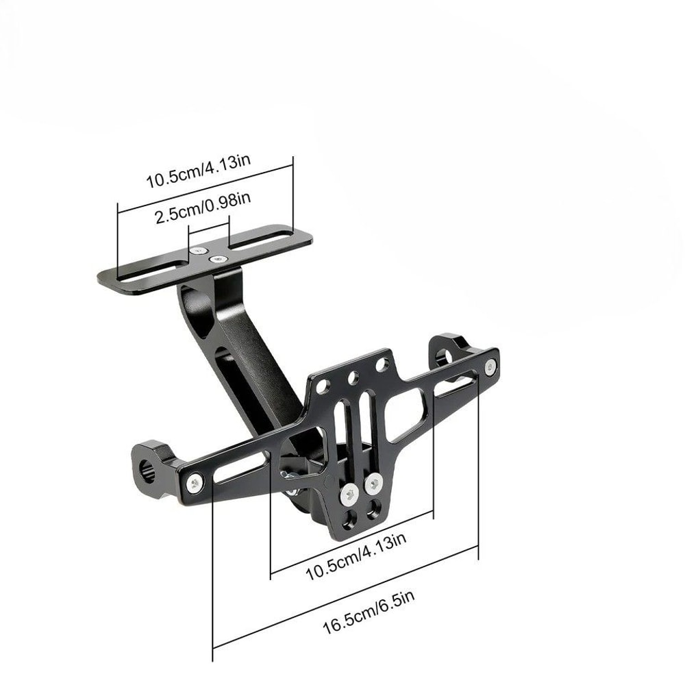 Polished Black Universal Adjustable Motorcycle License Plate Rear Mount Bracket Sturdy Alloy Constr 6