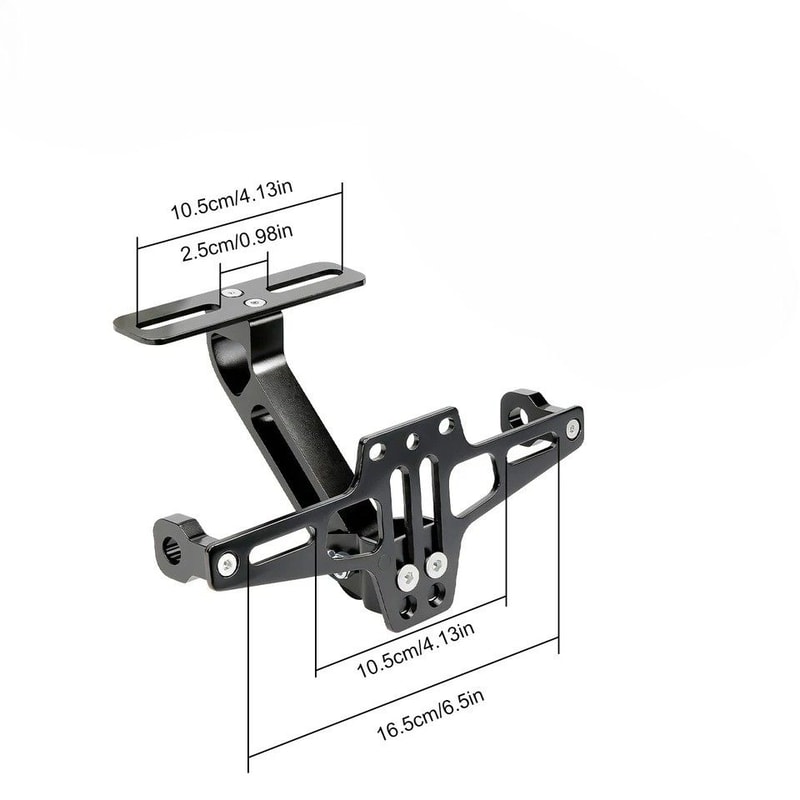 Polished Black Universal Adjustable Motorcycle License Plate Rear Mount Bracket Sturdy Alloy Constr 6