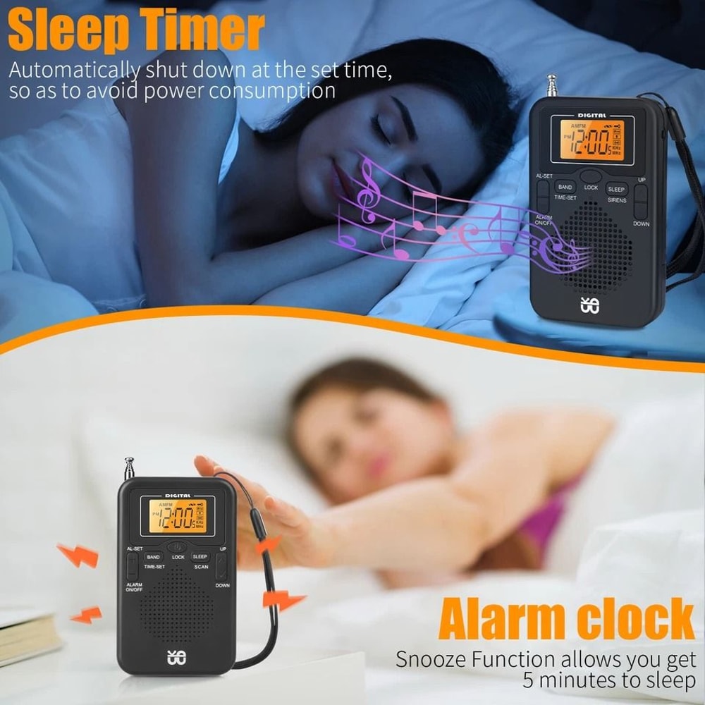 Compact Pocket AM FM Radio Digital LCD Screen Loud Speaker BatteryPowered Portable For Sports Trave 4