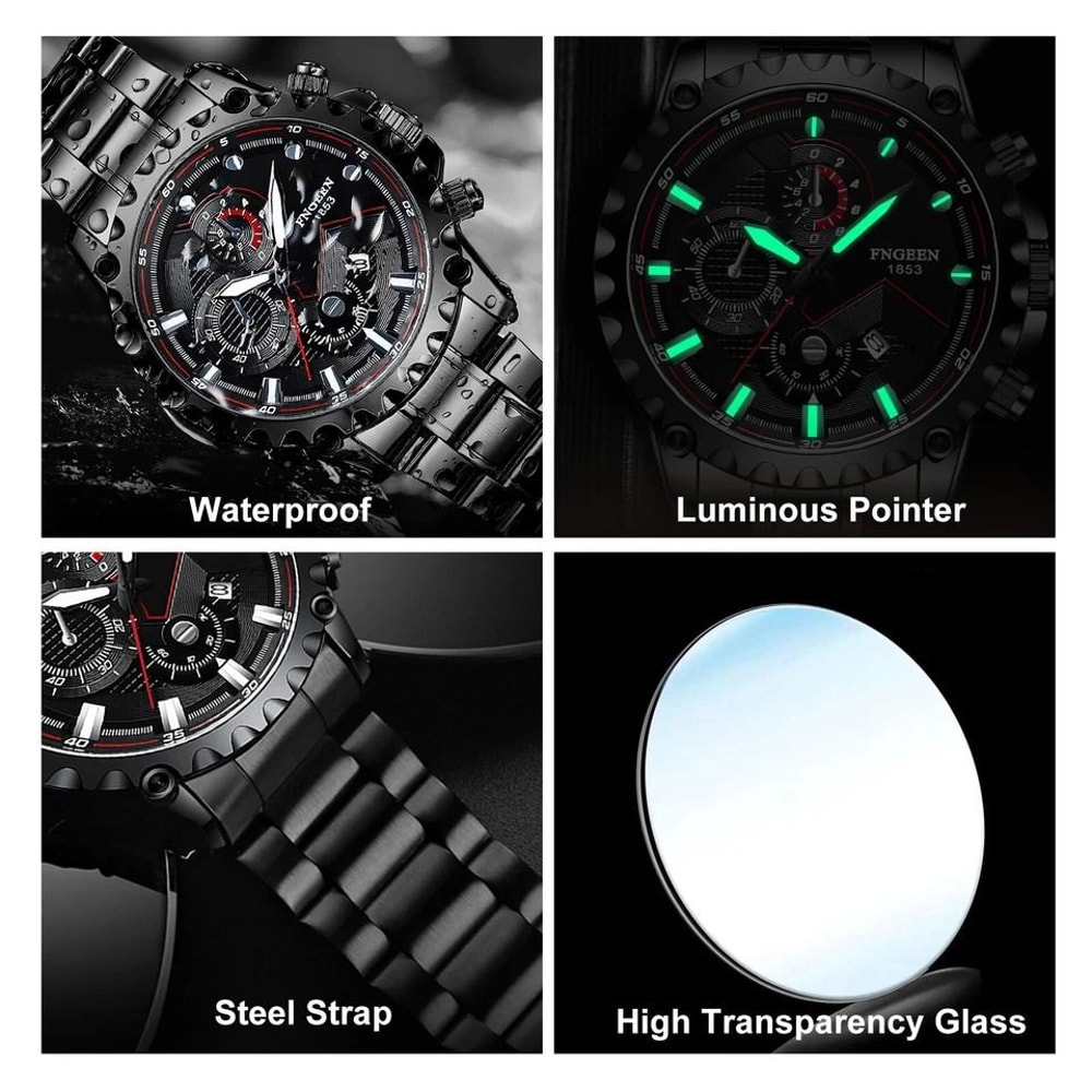 Luminous Luxury Wristwatch Waterproof Mens Watch Classic Stainless Steel Watch 2