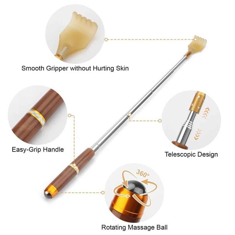 Portable Telescoping Back Scratcher Relieve Itching Tool Acupoint Massager Extendable Handle For Fu 4