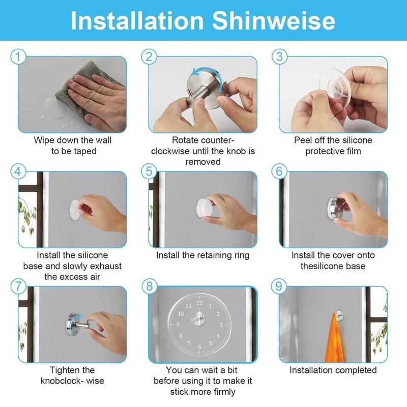 Suction Cup Hooks Heavy Duty Stainless Steel Wall Hanger No Drilling Strong Hold For Bathroom Kitch 5