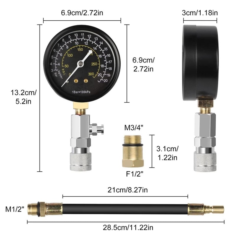 Compression Testing Gauge Engine Compression Tester Kit With Hose Bar For Automotive Small Engines 1