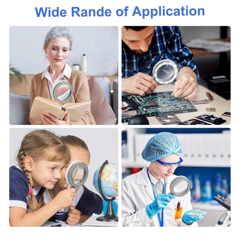 Handheld Magnifying Glass With LED Lights Senior Magnifier For Reading Adjustable Brightness 1