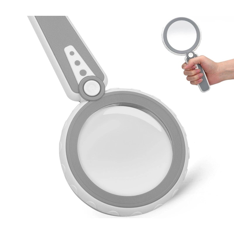Handheld Magnifying Glass With LED Lights Senior Magnifier For Reading Adjustable Brightness 0