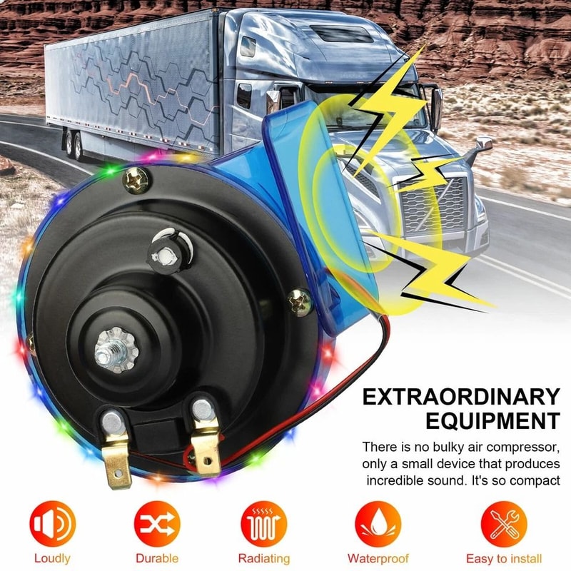 Super Loud RGB Train Horn For Motorcycle Car Truck SUV Boat Universal Fit 6