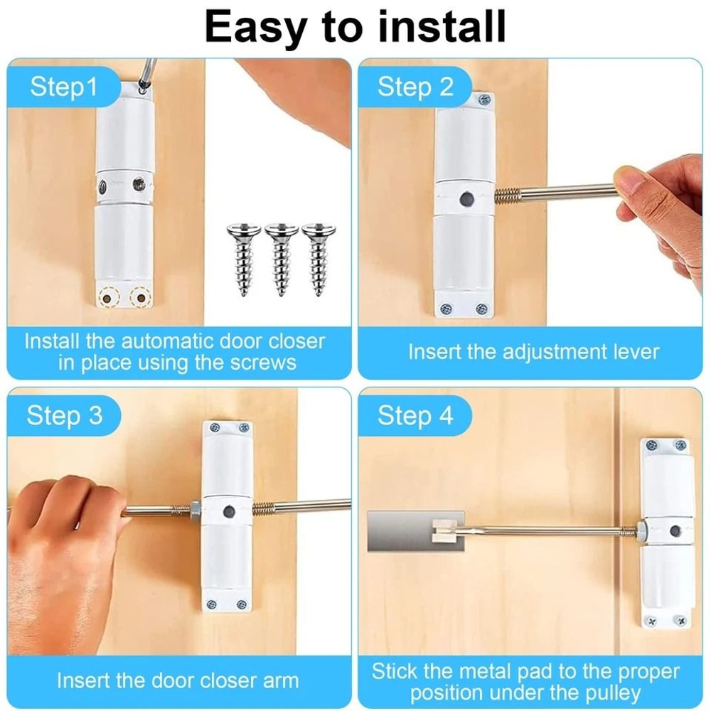 Aluminum Automatic Door Closer Silent Adjustable Spring Tension Ideal For Wooden Metal Composite D