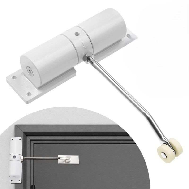 Aluminum Automatic Door Closer Silent Adjustable Spring Tension Ideal For Wooden Metal Composite D 0
