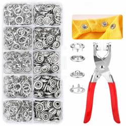 metal snap button kit with fastener pliers, for sewing, crafts, and diy projects