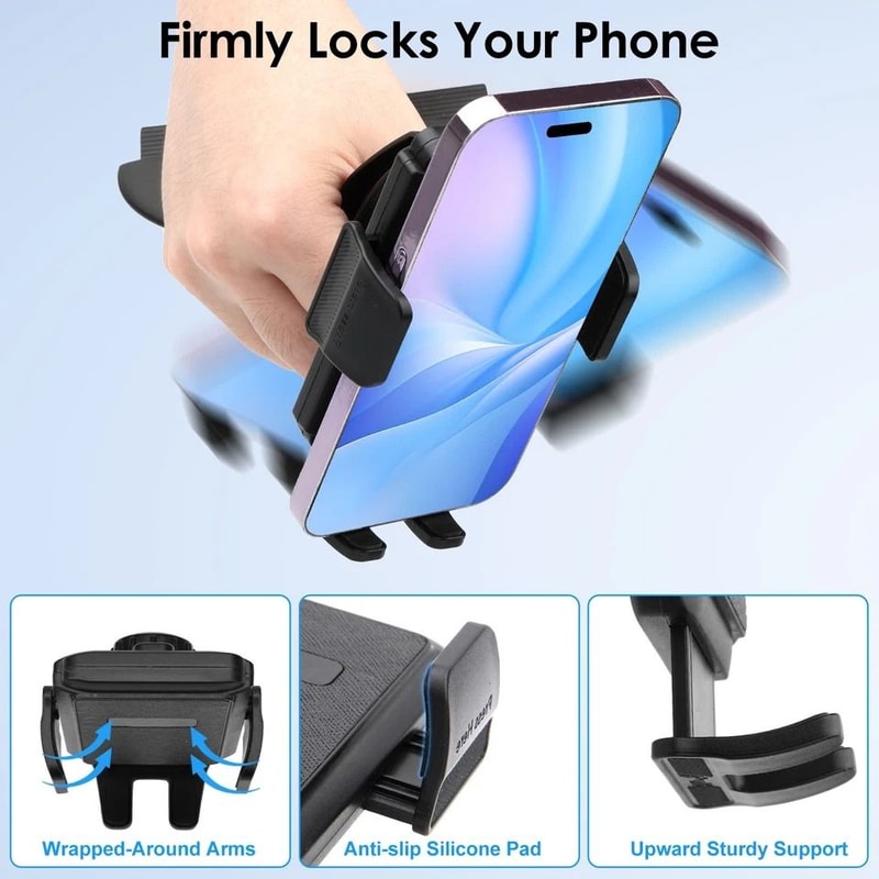 Adjustable Car Phone Mount CD Slot Or Air Vent Holder For IPhone Samsung Galaxy Phones Thick Case 5