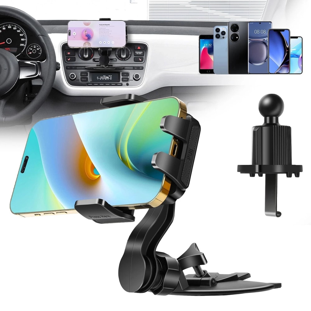 Adjustable Car Phone Mount CD Slot Or Air Vent Holder For IPhone Samsung Galaxy Phones Thick Case 0
