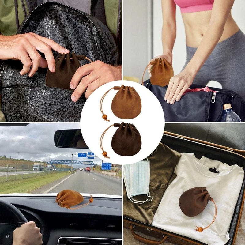 Vintage Leather Coin Purse Drawstring Bag Small Money Case Unisex Leather Wallet Pouch For Travel 5