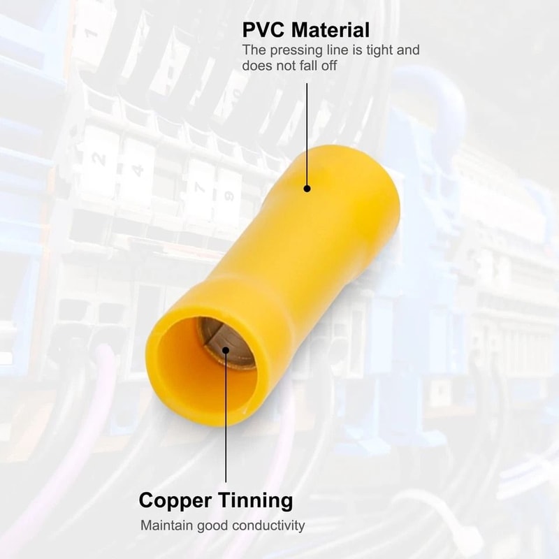 Electrical Straight Butt Wire Terminal Kit Crimp Insulated Copper Connectors For AWG Cold Press Wir 2