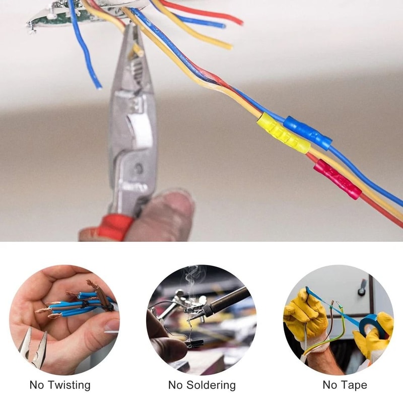 Electrical Straight Butt Wire Terminal Kit Crimp Insulated Copper Connectors For AWG Cold Press Wir 3