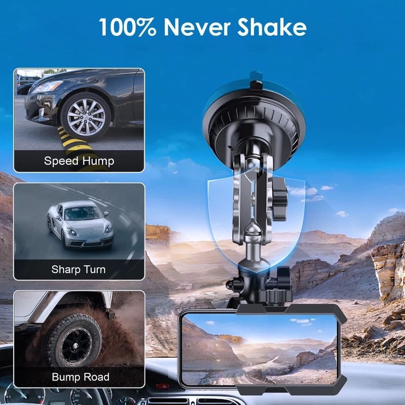 Universal Car Phone Holder Strong Suction Windshield Mount Adjustable For IPhone Samsung Android Ph 4