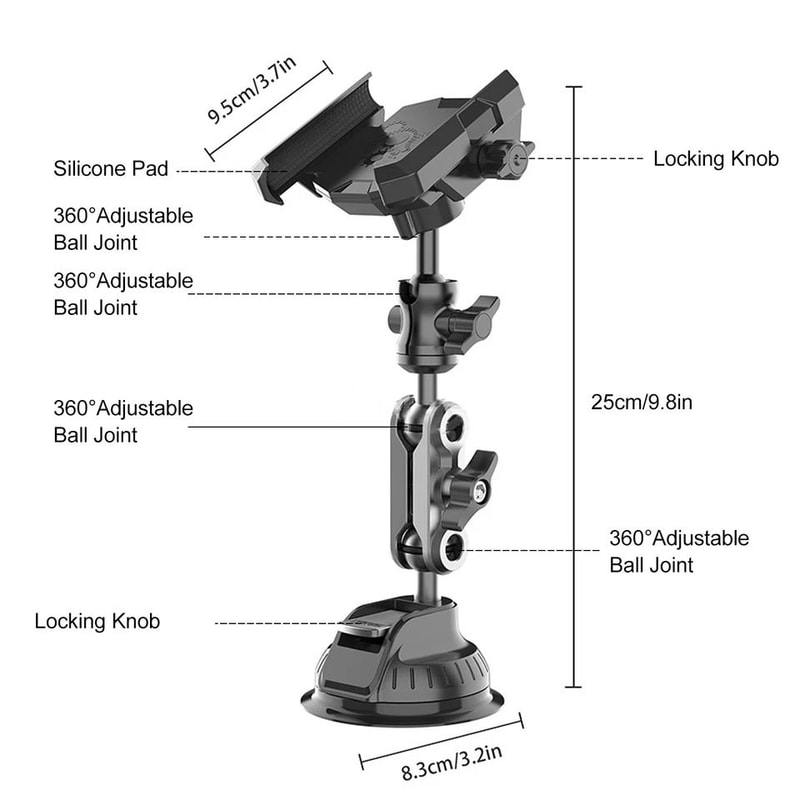 Universal Car Phone Holder Strong Suction Windshield Mount Adjustable For IPhone Samsung Android Ph 7