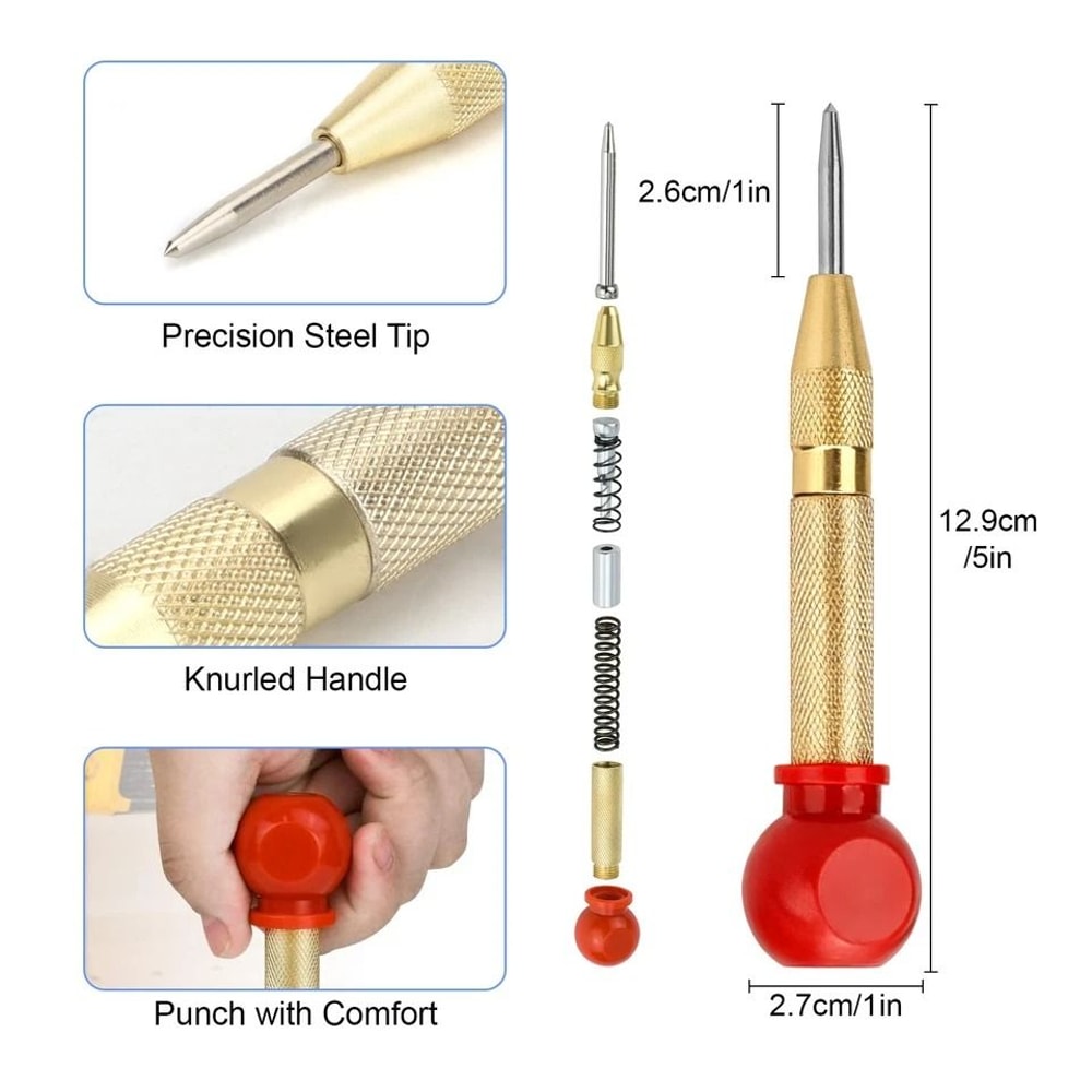 Automatic Center Punch Spring Loaded Drilling Tool For Wood Metal Plastic High Precision 6