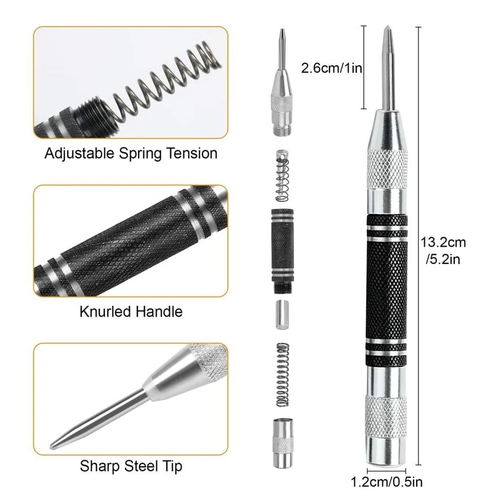 Automatic Center Punch Spring Loaded Drilling Tool For Wood Metal Plastic High Precision 8