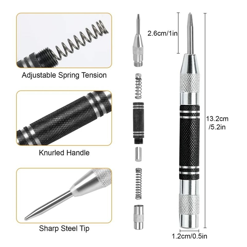 Automatic Center Punch Spring Loaded Drilling Tool For Wood Metal Plastic High Precision 8